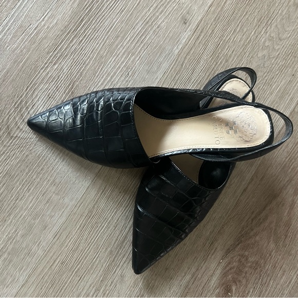 Vince Camuto Shoes - Vince Camuto Black Croc-Embossed Flats